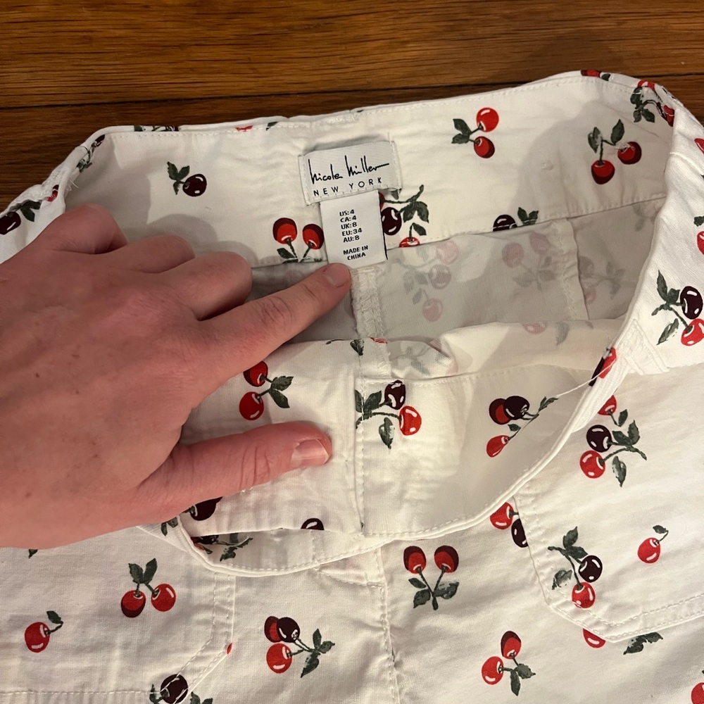 Nicole Miller Cherry Print Wide-Leg Pants - Picture 6 of 8